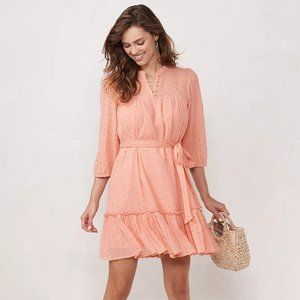 LC Lauren Conrad Pink Eyelet Babydoll Dress